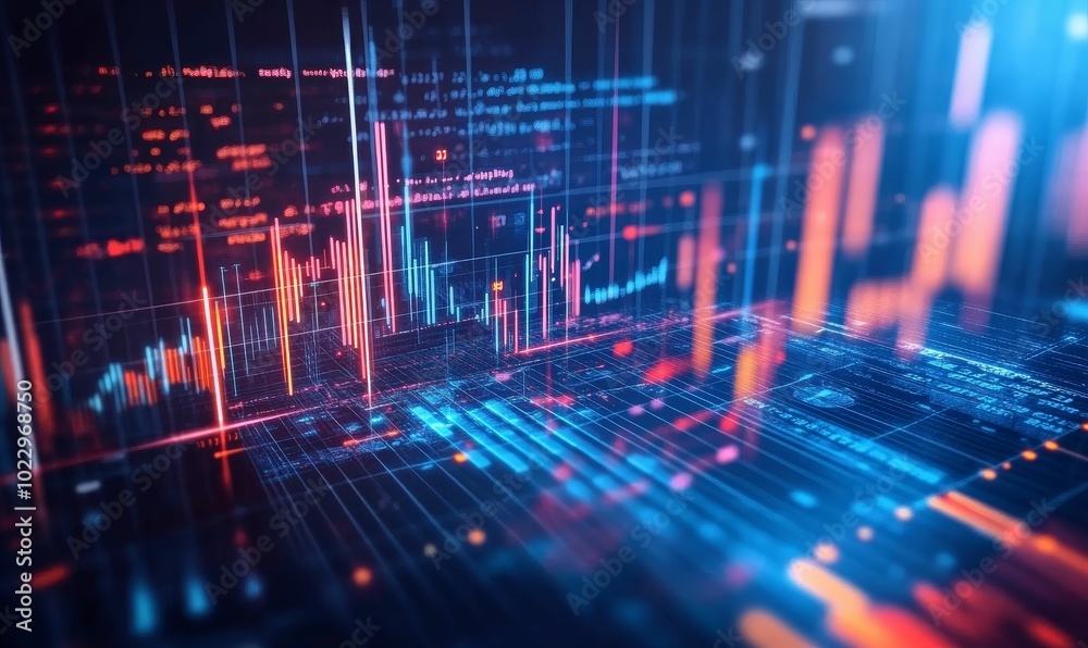 Abstract digital grid with glowing lines and data. Abstract digital grid with glowing lines and data.