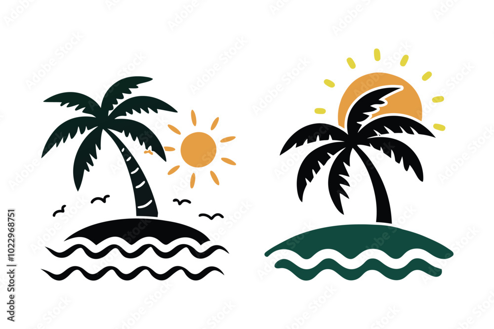 gravel graphic element palm tree and sun gravel graphic element palm tree and sun
