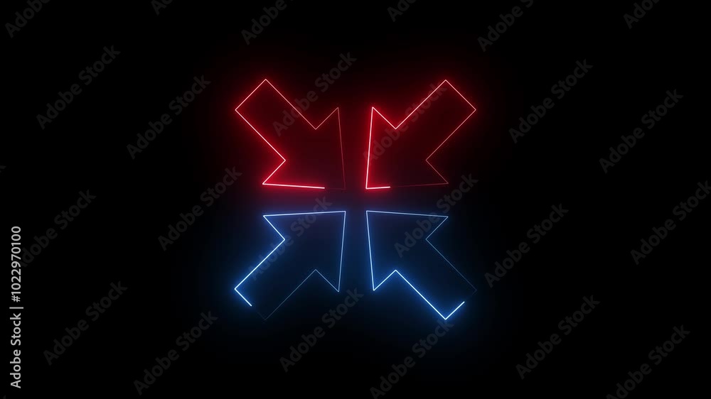 Four directions. set of neon glowing colorful arrows design . On black background. Four directions. set of neon glowing colorful arrows design . On black background.