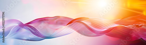 Blurred colored abstract gradient background, waves shape glowing in ultraviolet spectrum