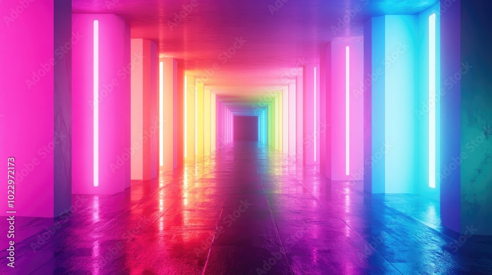 Abstract Rainbow Neon Lighting Background Mystical Colorful Sky Atmosphere Acrylic Paint Mixture With Glowing Colors Patterned Dark Hallway With Luminescent Reflections Illustration Abstract Rainbow Neon Lighting Background Mystical Colorful Sky Atmosphere Acrylic Paint Mixture With Glowing Colors Patterned Dark Hallway With Luminescent Reflections Illustration