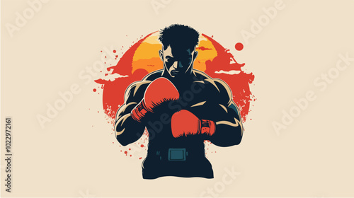 Illustration of a sportsman engaged in boxing. Sportsman boxer. Boxing.