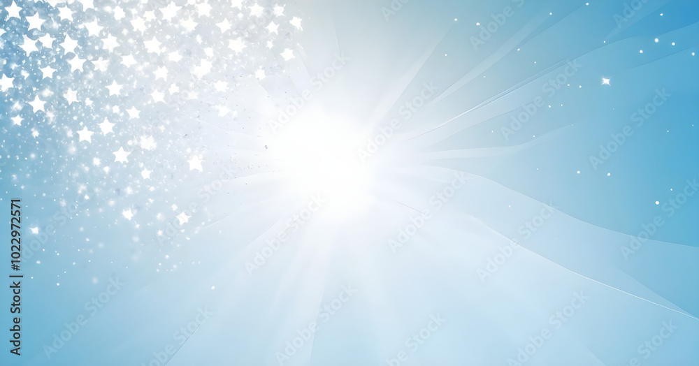 Abstract blue background with sunburst and falling stars design Abstract blue background with sunburst and falling stars design