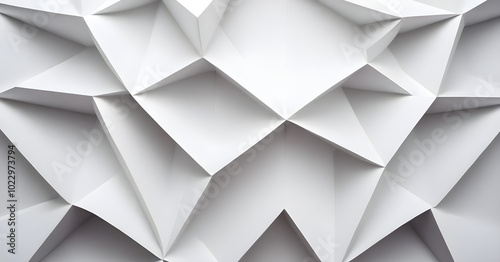 Abstract white geometric paper background forming irregular triangular shapes