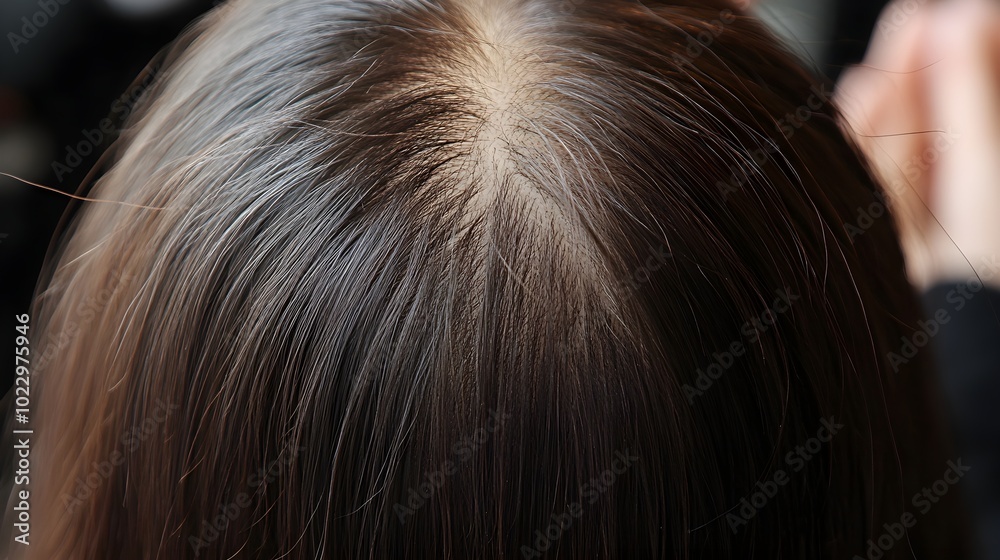 Hair growth success story featuring a person's scalp transformation, from thinning areas to significant regrowth after using serum, Digital Illustration, Photorealistic Style Hair growth success story featuring a person's scalp transformation, from thinning areas to significant regrowth after using serum, Digital Illustration, Photorealistic Style