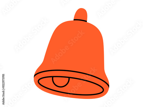 Hand drawn cute cartoon illustration of notification bell. Flat vector attention message doodle style. Online reminder concept. Social media icon. Communication app. Chat notification. Isolated.