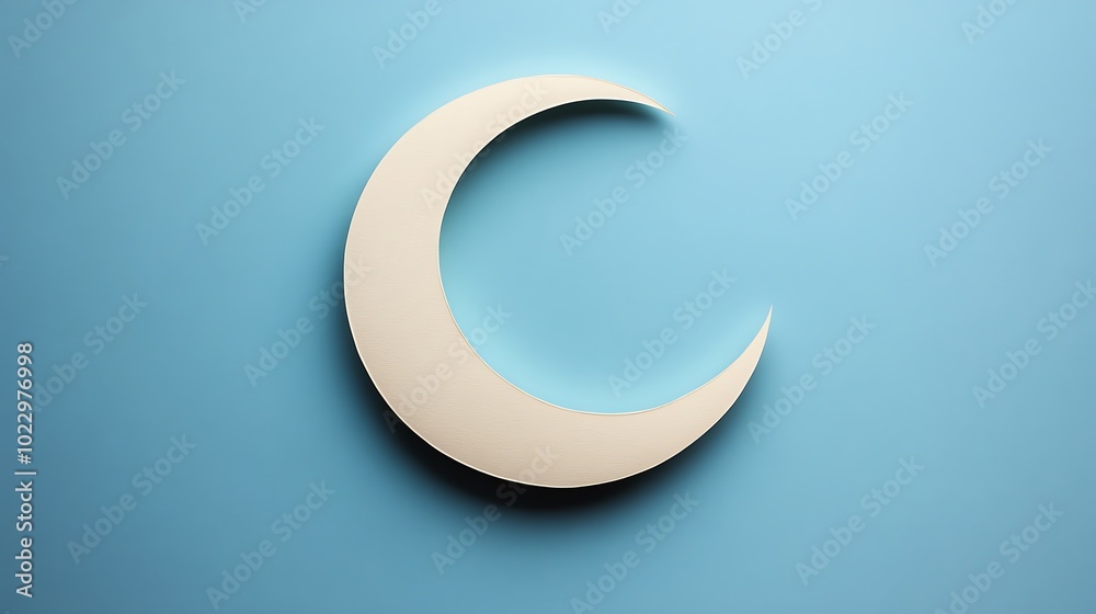 Minimalist paper cut crescent moon with delicate layered shadows on a solid background, paper cut moon, minimalist celestial art Minimalist paper cut crescent moon with delicate layered shadows on a solid background, paper cut moon, minimalist celestial art