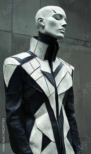 Wallpaper Mural A mannequin wearing a futuristic black and white leather jacket. Torontodigital.ca