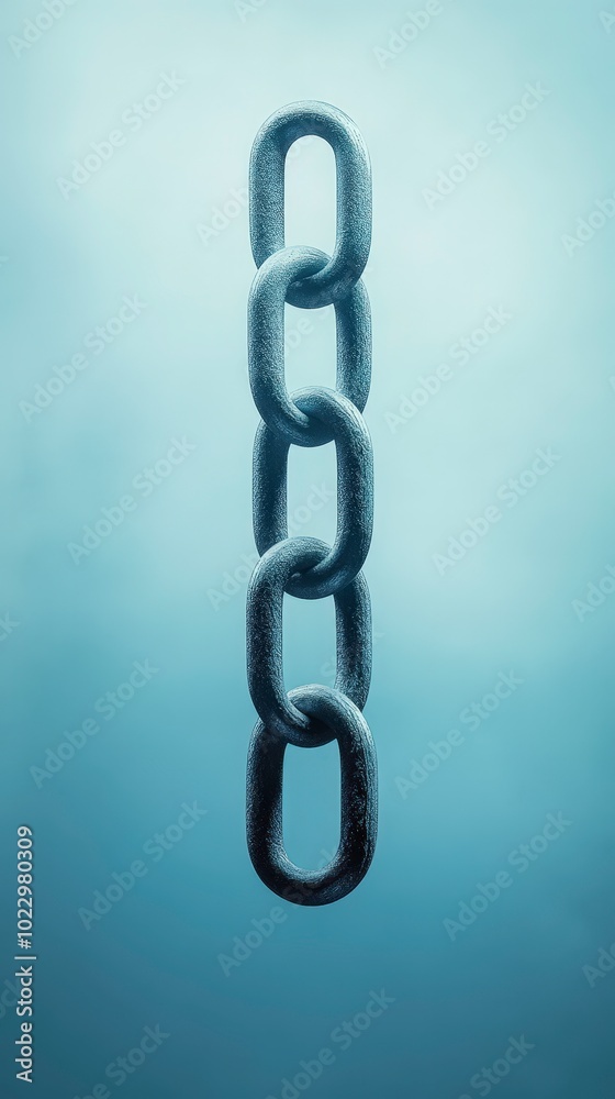 Obraz premium A chain is suspended in the air, with the links visible in the water