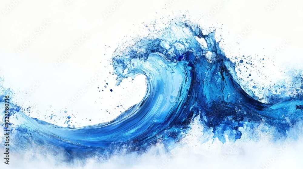 Blue Wave on White Background