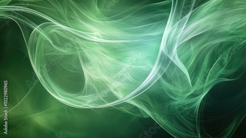 Abstract green fantasy graphic featuring a creative figure formed from lines with a composition suitable for backgrounds illustrations fractal designs and geometric drawings for various advertisin