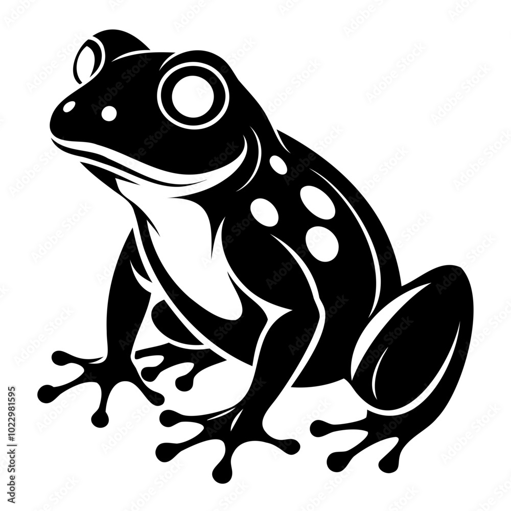 Naklejka premium Frog vector illustration black silhouette