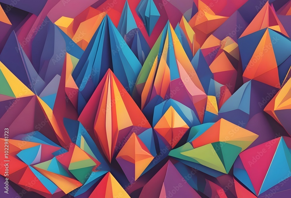 Vibrant Geometric Mountain Landscape Art Vibrant Geometric Mountain Landscape Art