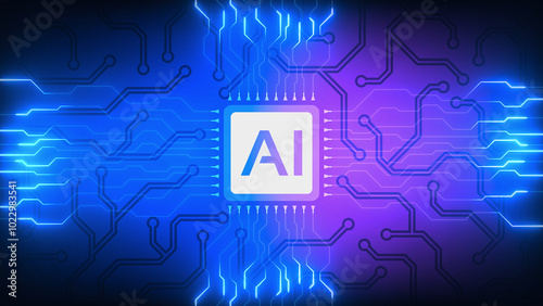 Artificial Intelligence processor unit. 4k illustration, not AI generated