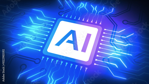 Artificial Intelligence processor unit. 4k illustration, not AI generated