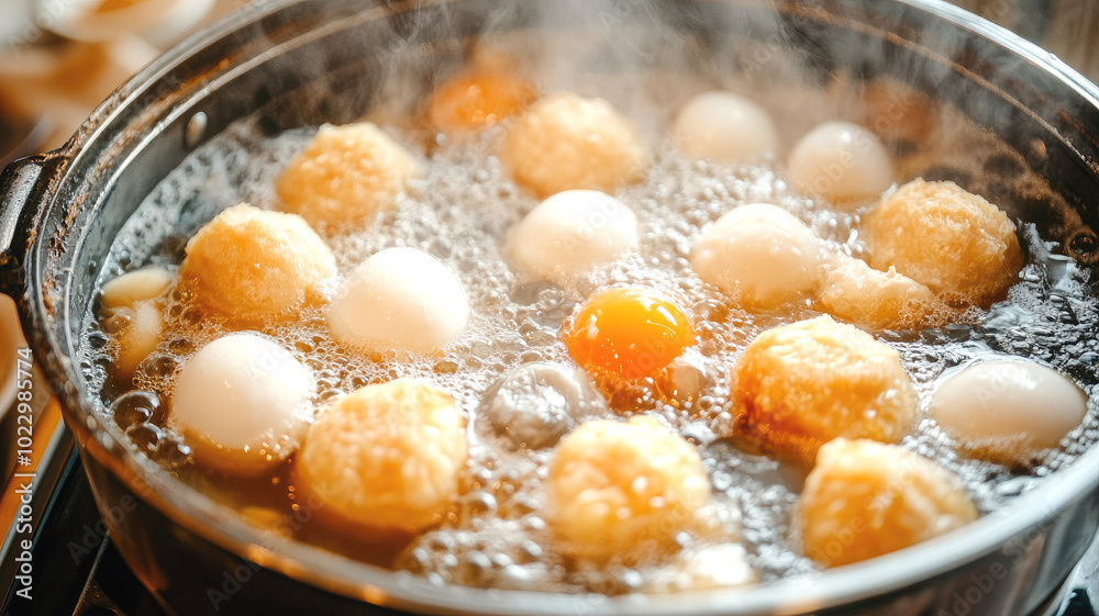 Steaming pot of oden Japanese winter comfort food Steaming pot of oden Japanese winter comfort food