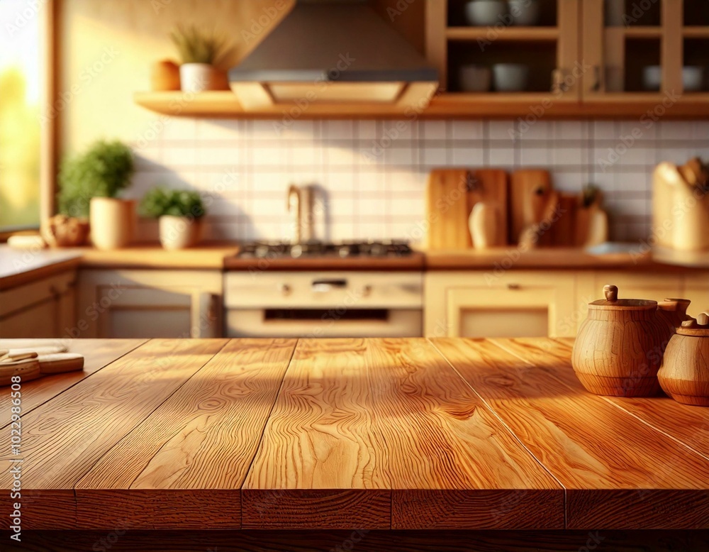 wooden island kitchen bathed in natural light from a large window wooden island kitchen bathed in natural light from a large window