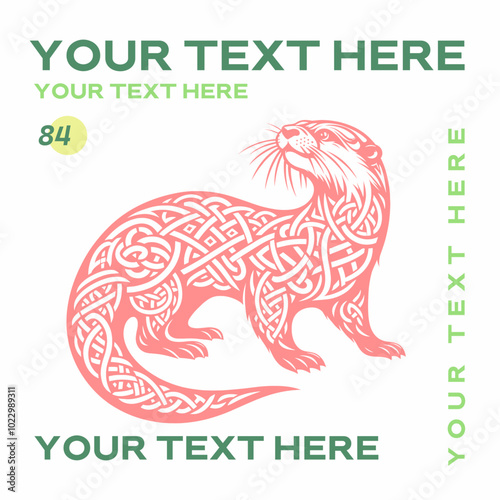 An otter designed with detailed Celtic knot patterns. This unique vector artwork combines the elegance of Celtic art with the charm of animal illustration.

