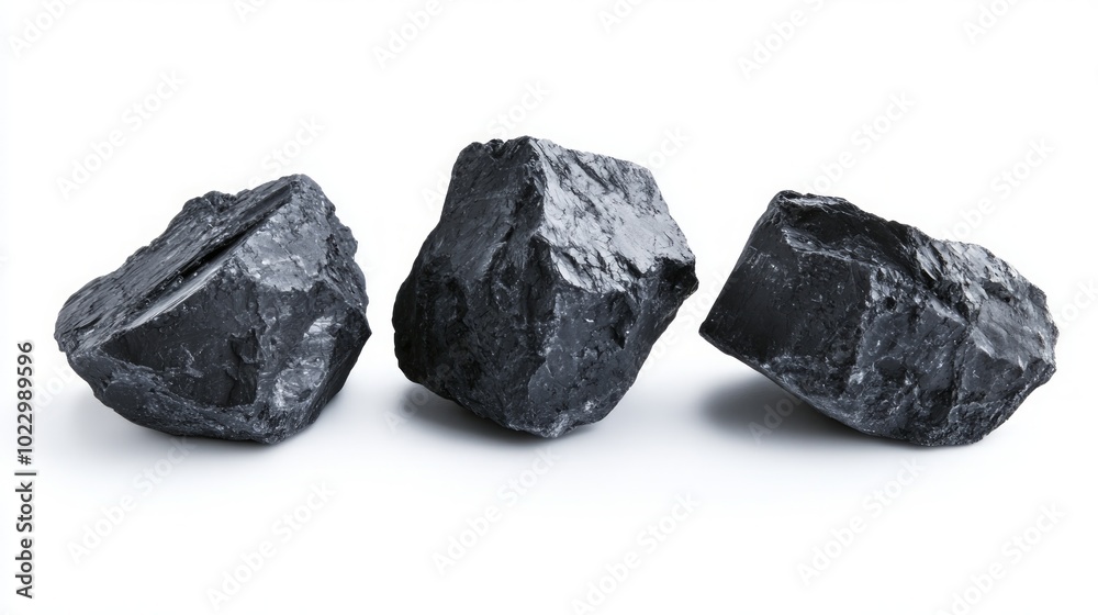 Three grey rocks isolated on a white background. Three grey rocks isolated on a white background.