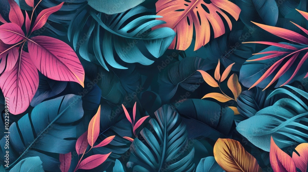 Abstract hand drawn exotic background featuring a seamless design pattern