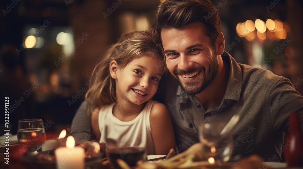 Joyful family sharing a delicious meal together at the dining table in a warm atmosphere Joyful family sharing a delicious meal together at the dining table in a warm atmosphere