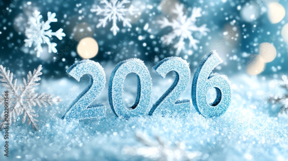 2026 year in icy blue letters 2026 year in icy blue letters