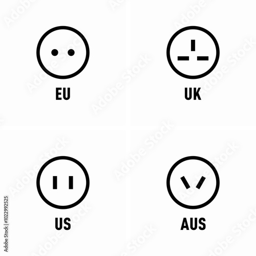 Electric plug socket information sign icon