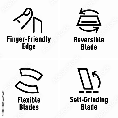 FingerFriendly Edge Reversible Blade Flexible Blades SelfGrinding Blade vector information sign