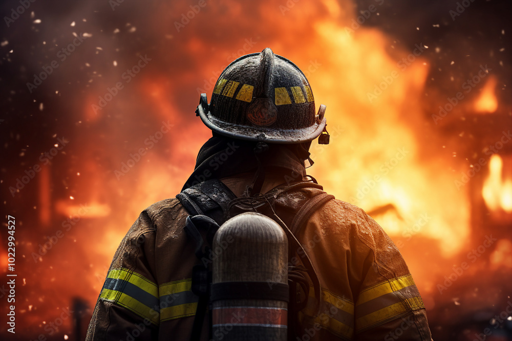 Rescuer and firefighter after a bomb explosion generative AI concept Rescuer and firefighter after a bomb explosion generative AI concept