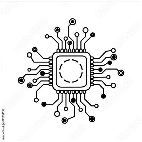 Artificial intelligence AI processor chip icon. AI Processor circuit vector set. Mini AI CPU icon collection