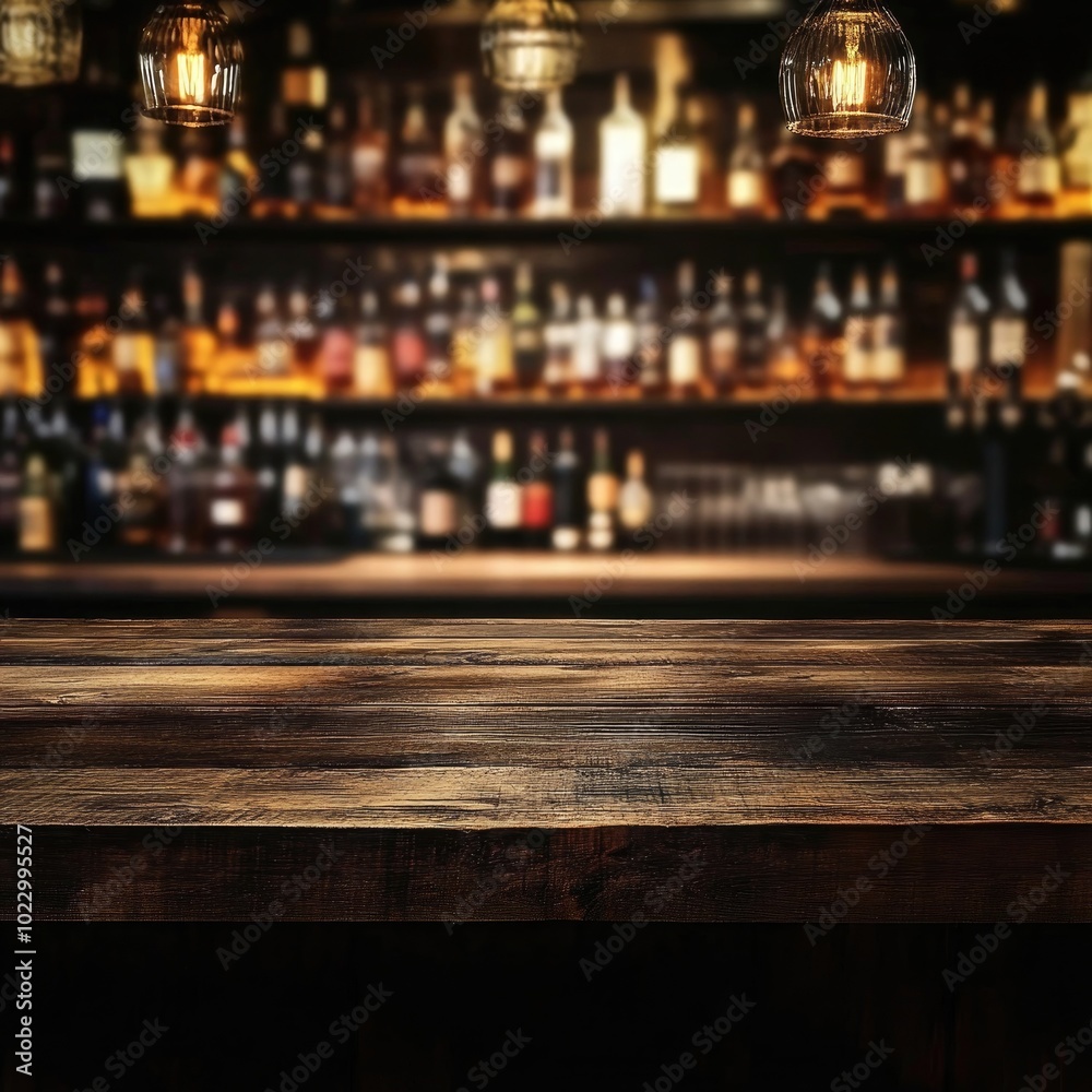 Blurred bar background, wood counter, warm lights, atmospheric scene, cozy pub, rustic decor, bar counter, hanging lights Blurred bar background, wood counter, warm lights, atmospheric scene, cozy pub, rustic decor, bar counter, hanging lights