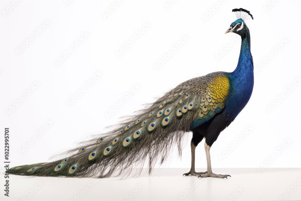 Fototapeta premium Peacock animal bird white background.