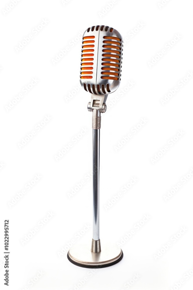 Fototapeta premium Microphone white background technology lighting.