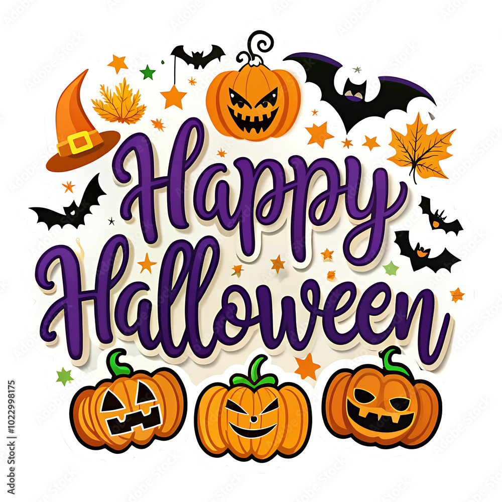 Happy Halloween colorful cartoon style text