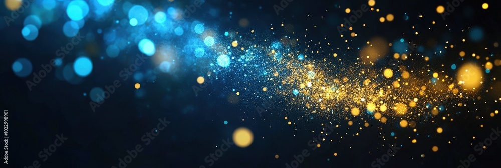 Obraz premium Glittering Blue and Gold Particle Background