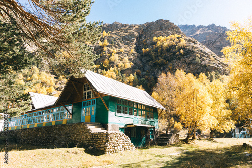 Alpine camp Ullu-Tau. Tourist houses in Adyr-su. Elbrus region. Kabardino-Balkaria. Soviet alpine camp for tourists. photo