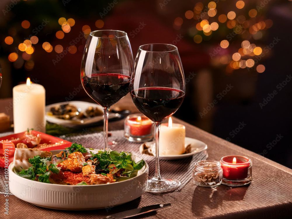 Christmas dinner table setting Christmas dinner table setting