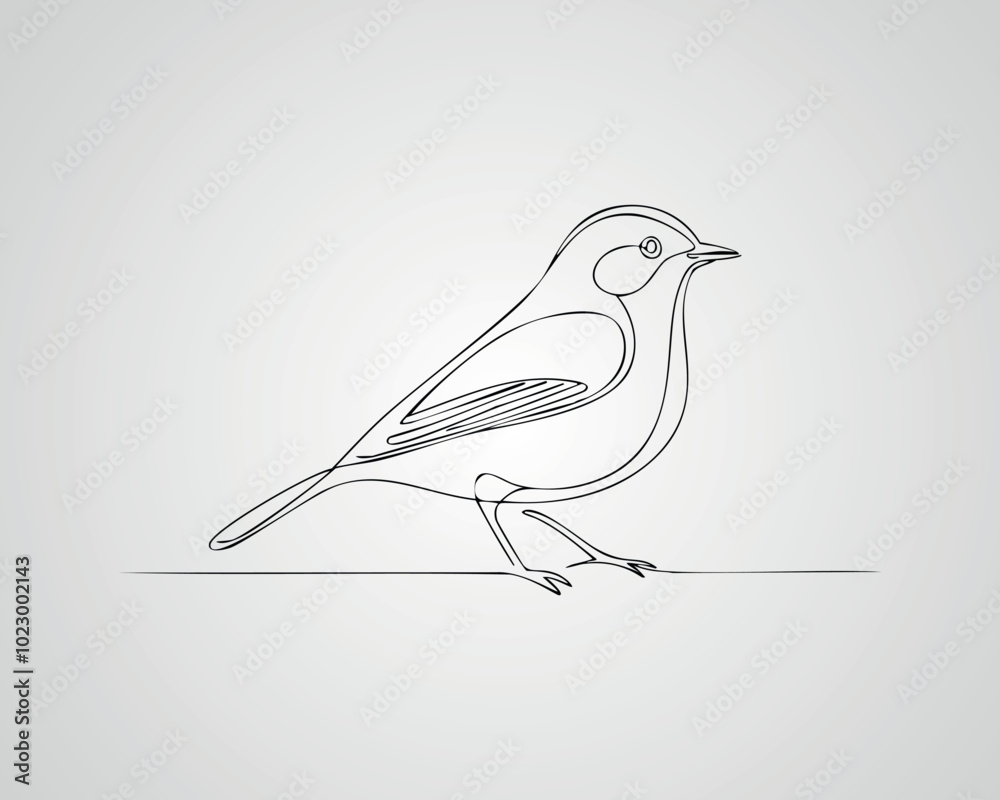 Minimalistic Bird Line Drawing Illustration