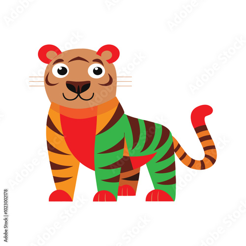 tiger cartoon vector illustration.tiger cartoon with sign