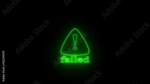 glowing neon failed icon animated on black background photo