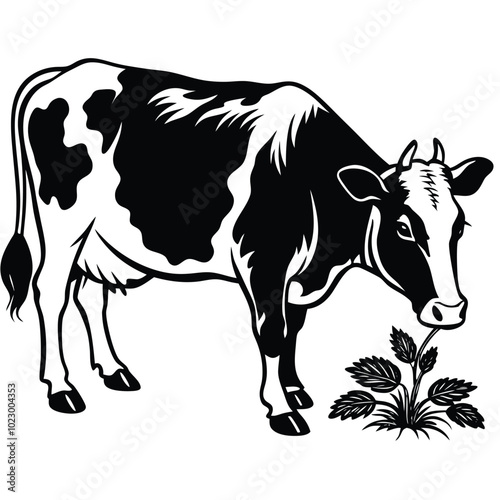 Simmental cow vector silhouette.