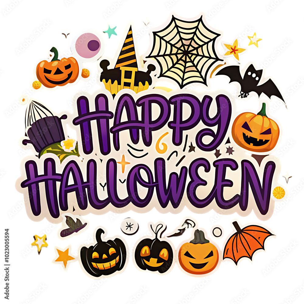 Happy Halloween colorful cartoon style text Happy Halloween colorful cartoon style text