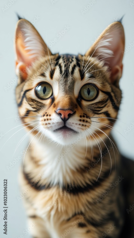 Portrait of a tabby cat making a funny face Portrait of a tabby cat making a funny face