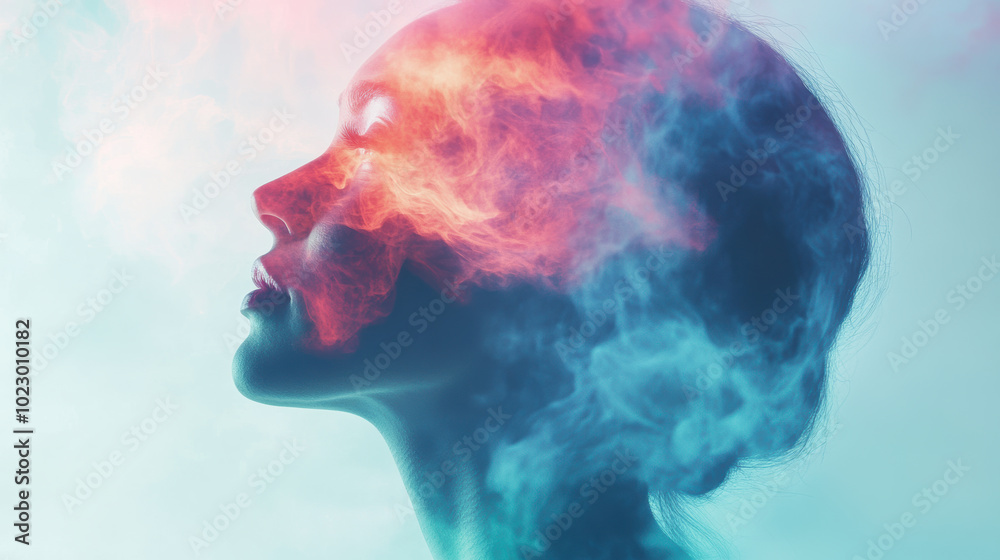 A surreal profile silhouette filled with vibrant cosmic colors, symbolizing creativity and imagination in a dreamlike state. A surreal profile silhouette filled with vibrant cosmic colors, symbolizing creativity and imagination in a dreamlike state.