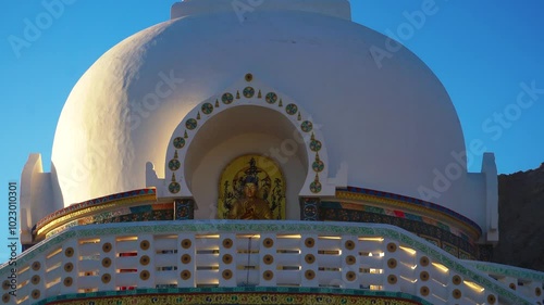 Breathtaking Sunset Zoom-Out of Shanti Stupa in Leh