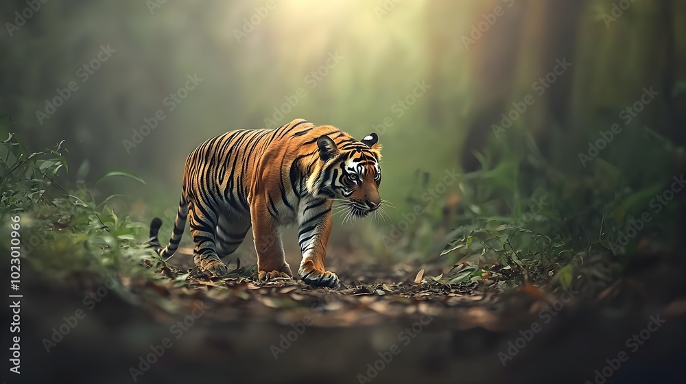 Obraz premium Majestic Bengal Tiger in Natural Habitat