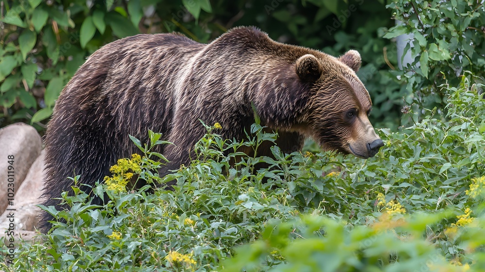 Obraz premium Close-up of a Brown Bear in Natural Habitat