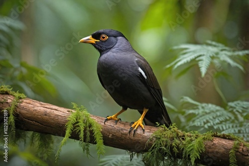 Myna Bird in a Tropical Rainforest Clearing