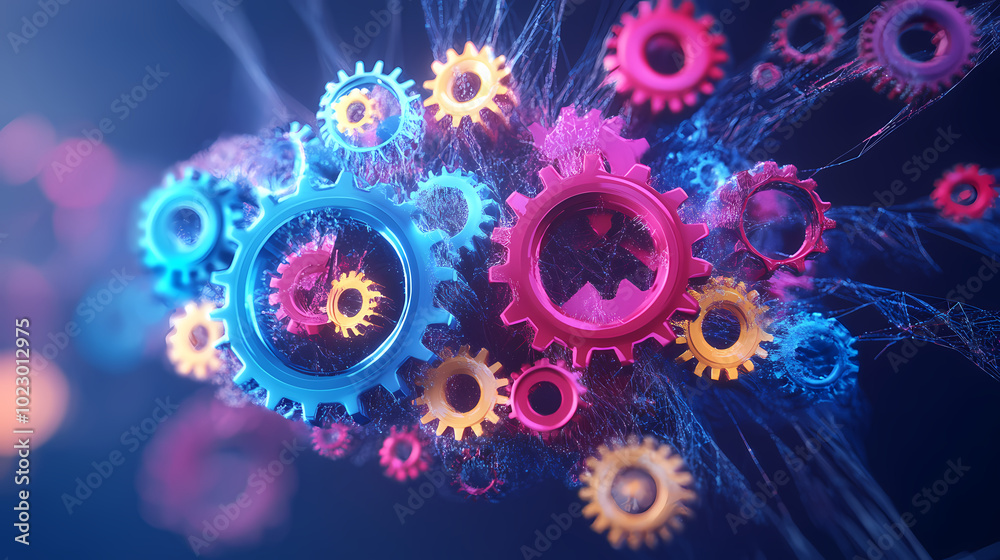 The concept of engineer education, gears and cogs composition isometric 3D vector illustration, studying science at university, and learning engineering.