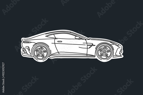 Hand drawn car outline vector image. Vehicle art.